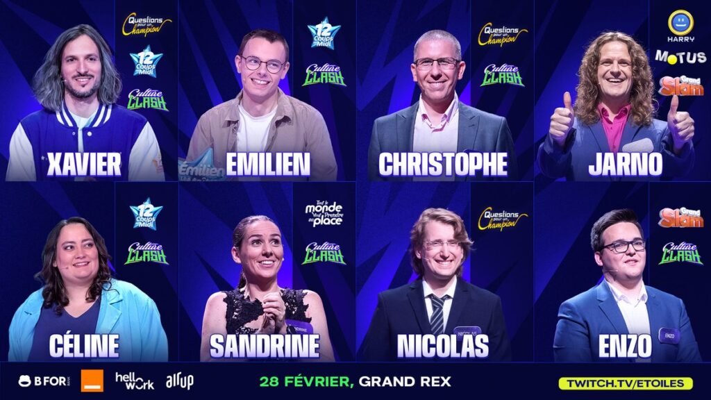 8 Photos de Champions de Jeux télévisés participant à l'émission Culture Clash sur Twitch